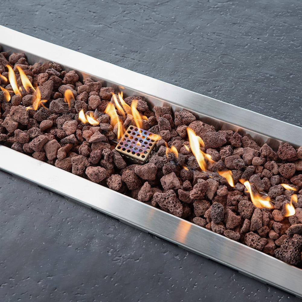 Hampton Outdoor Dark Grey Fire Pit 56 In. X 32 In. Rectangular Concrete Natural Gas Fire Table