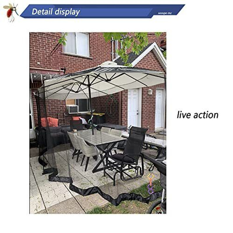 15FT Mosquito Netting for Patio Umbrella Double Sided Patio Umbrella 15Ft Black