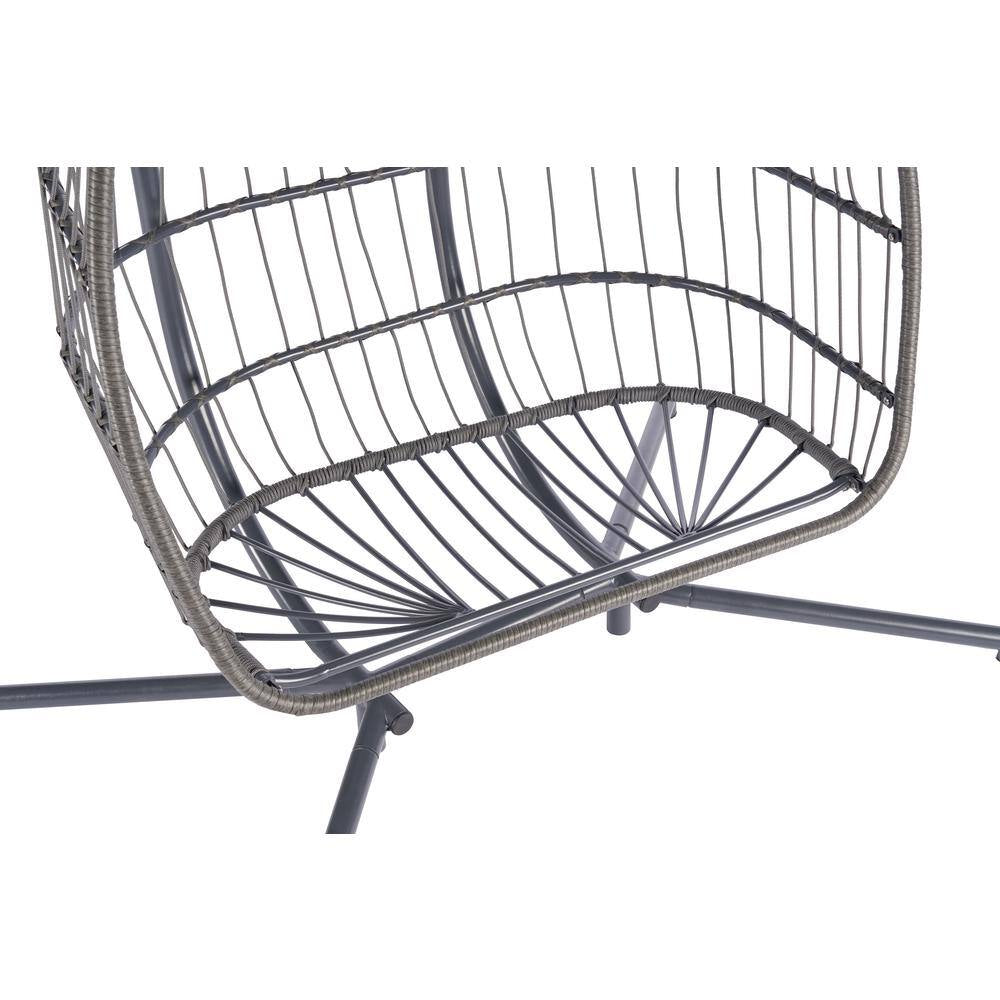 Patio 60.1 In. W 2-Person Wicker Patio Swing Hanging Chair Egg Chair with Beige Cushions