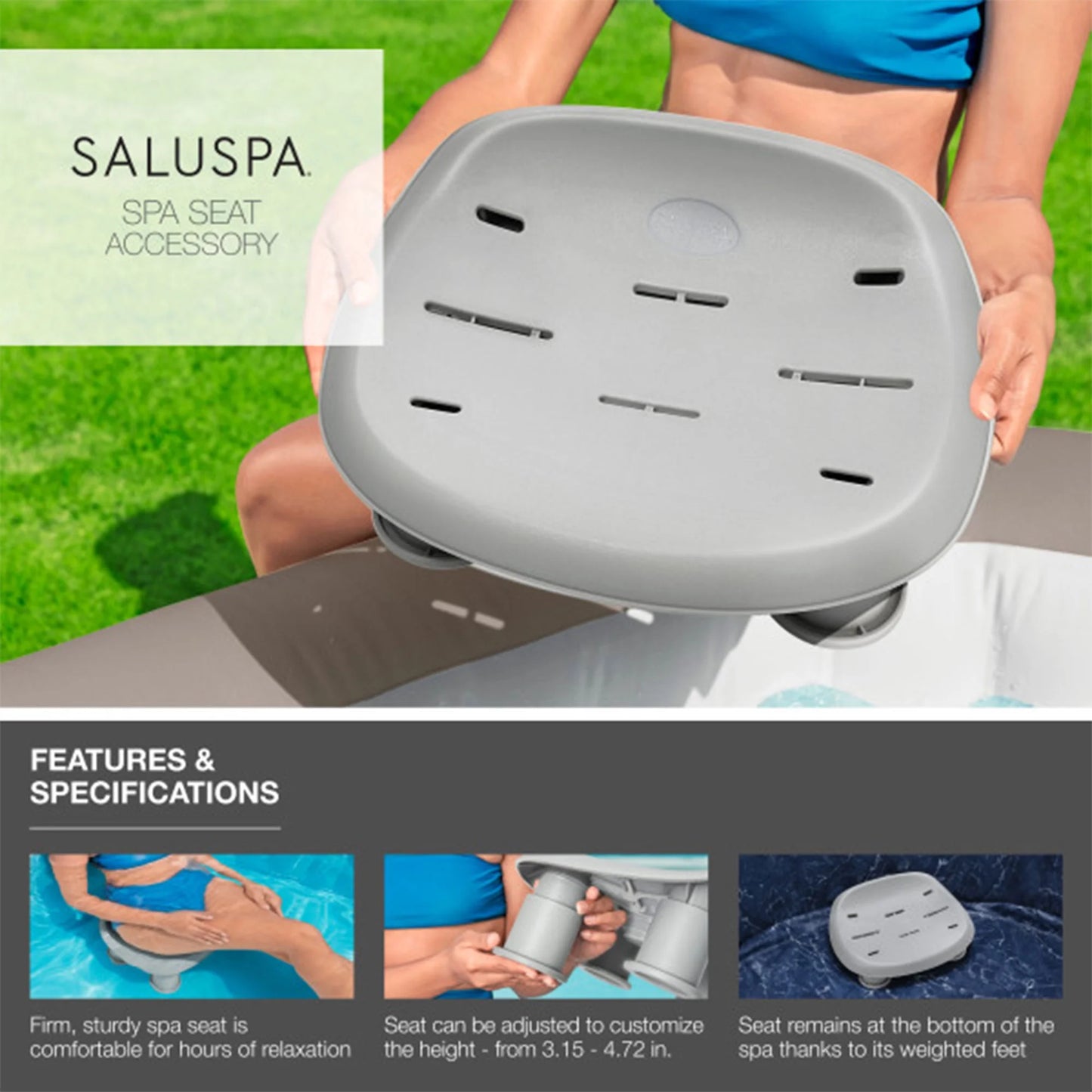 Bestway Airjet Inflatable Square Hot Tub with 2 Spa Seats & Pillow