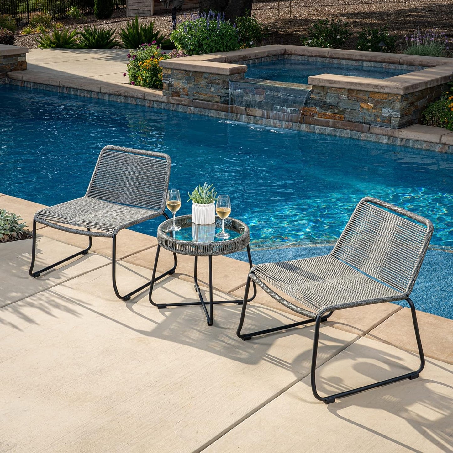 Patio Seating Set - 3-Piece Patio Seating Bistro Set - Outdoor Patio Set - Avery Collection - Seating Set Patio Furniture - Full Set