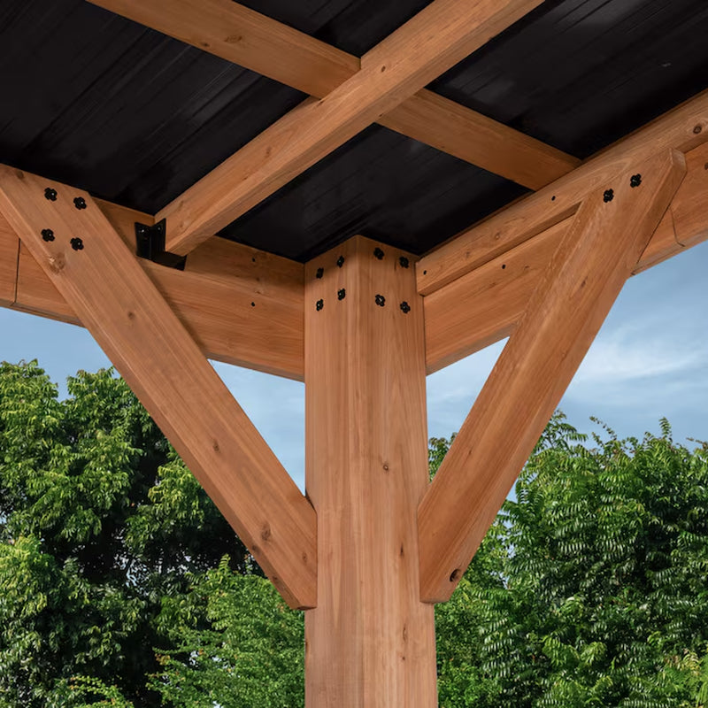 12-Ft X 20-Ft Brown Rectangle Gazebo with Hardtop Steel Roof