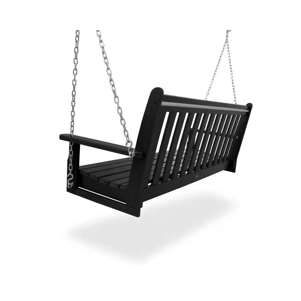 Vineyard 60 In. Black Plastic Outdoor Porch Swing
