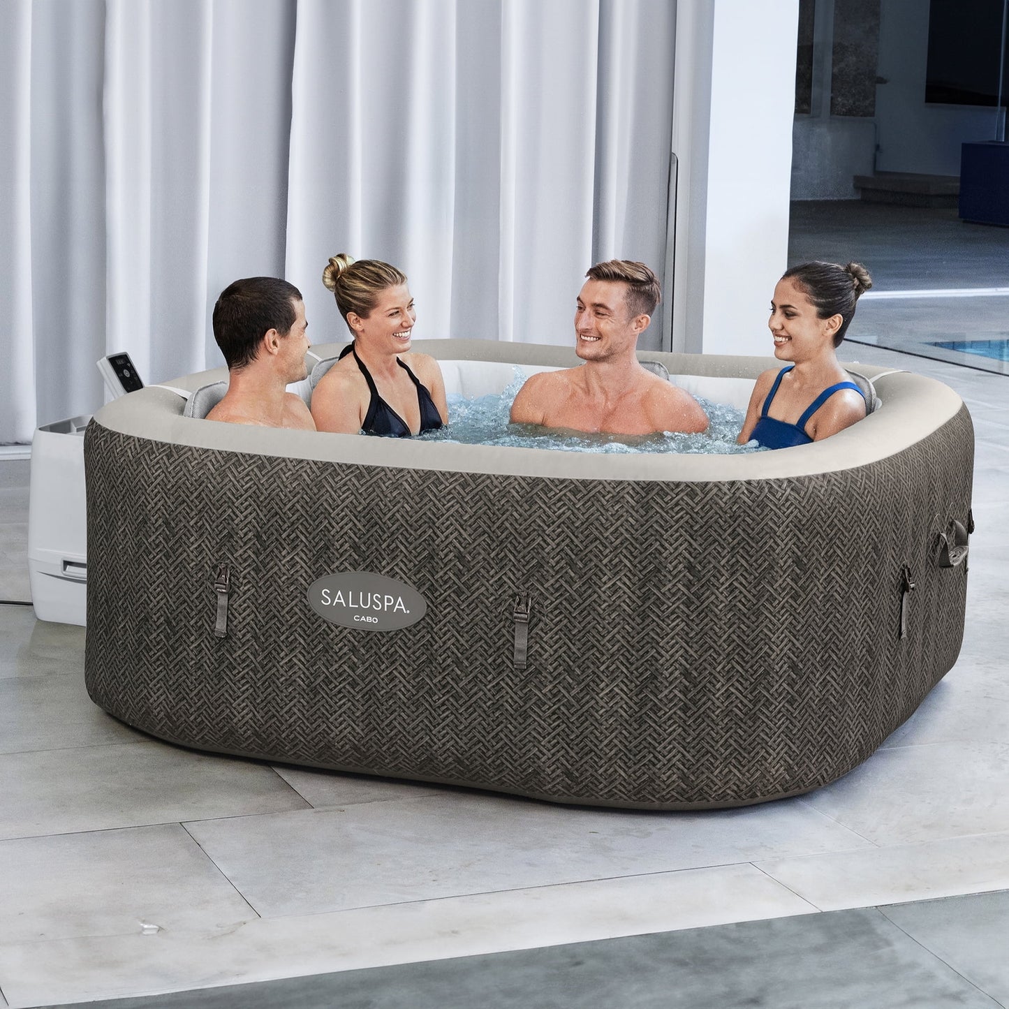 Bestway Airjet Inflatable Square Hot Tub with 2 Spa Seats & Pillow