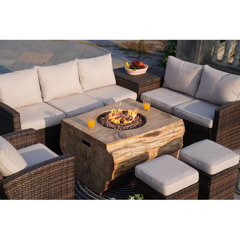 Arthur 7 -Piece Wicker Patio Sofa Conversation Set with Tan Cushions