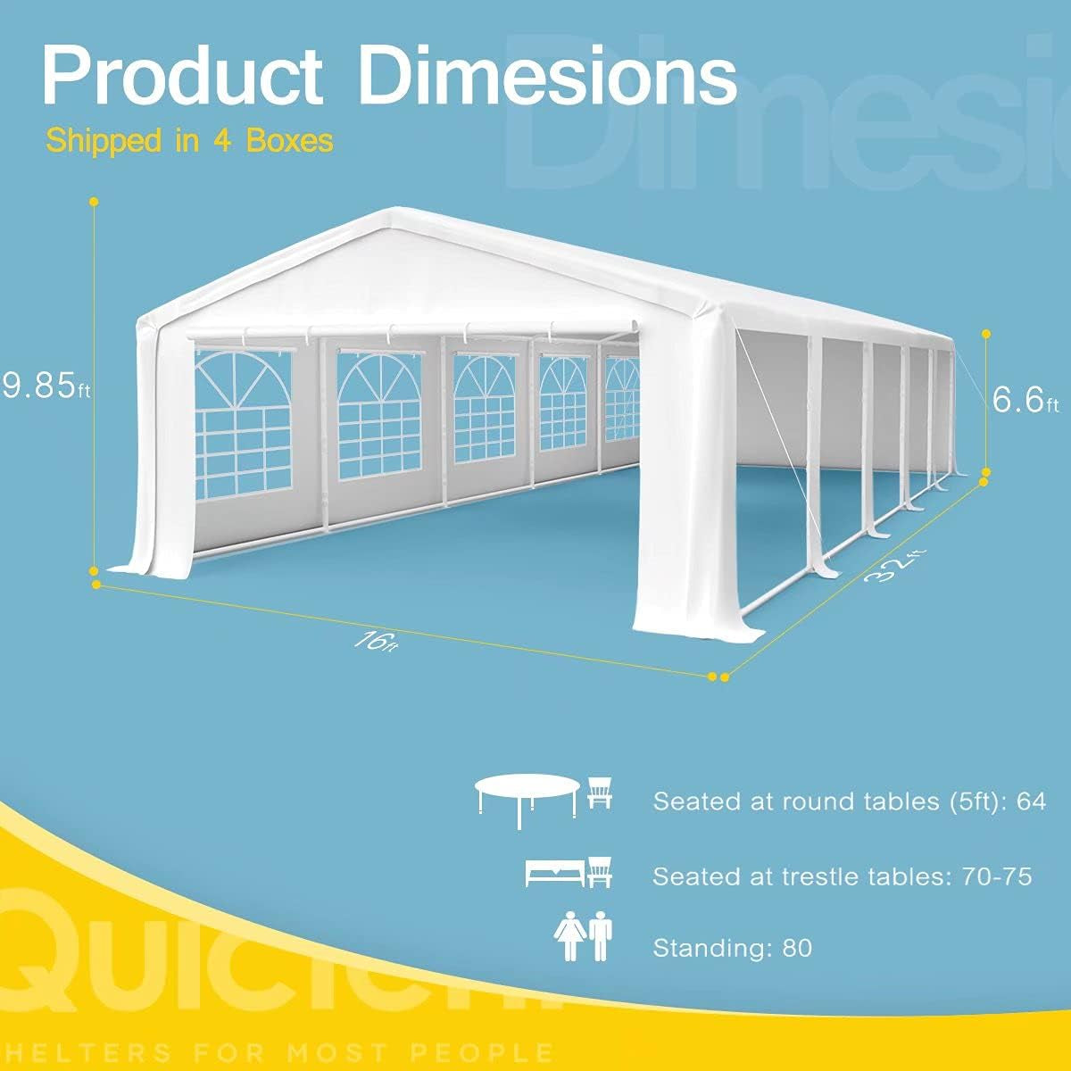 16X32 Party Tent Heavy Duty Large Outdoor Gazebo White Canopy Commercial Shelter Wedding Events Tent (White)