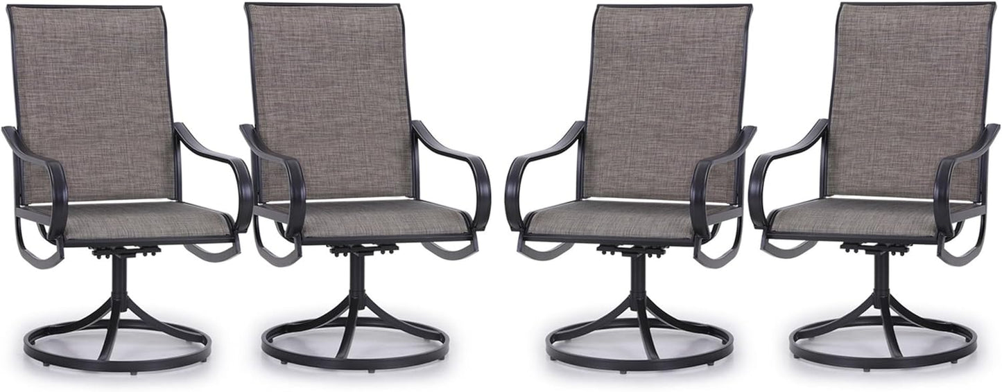 Patio Swivel Dining Chairs Set of 4 Outdoor Metal Chair with Textilene Mesh Fabric, Patio Gentle Rocker Chair, Black Frame for Patio Deck Garden