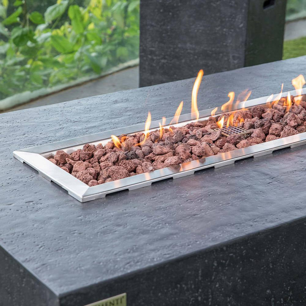 Hampton Outdoor Dark Grey Fire Pit 56 In. X 32 In. Rectangular Concrete Natural Gas Fire Table
