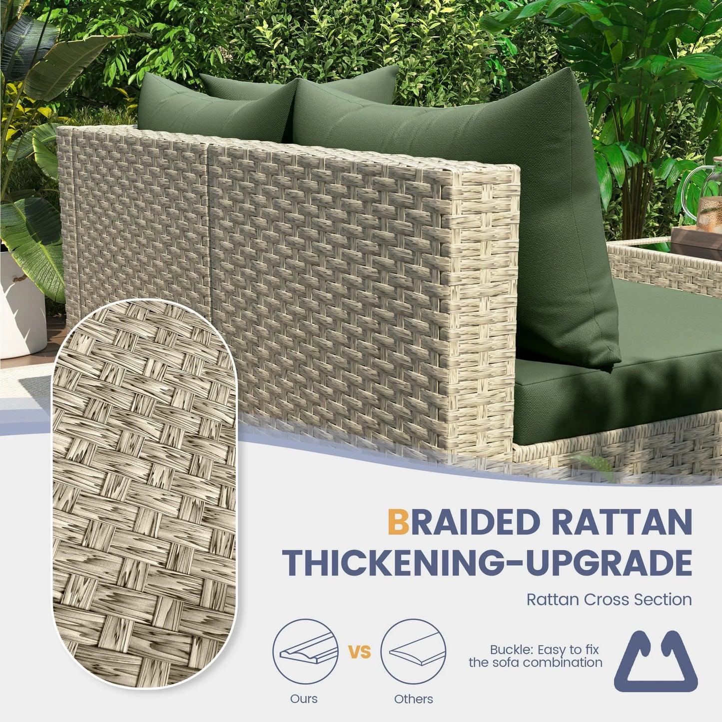 Patio Furniture Sets, Modular Rattan Outdoor Patio Sectional Furniture Sofa Set, Wicker Patio Conversation Set for Backyard