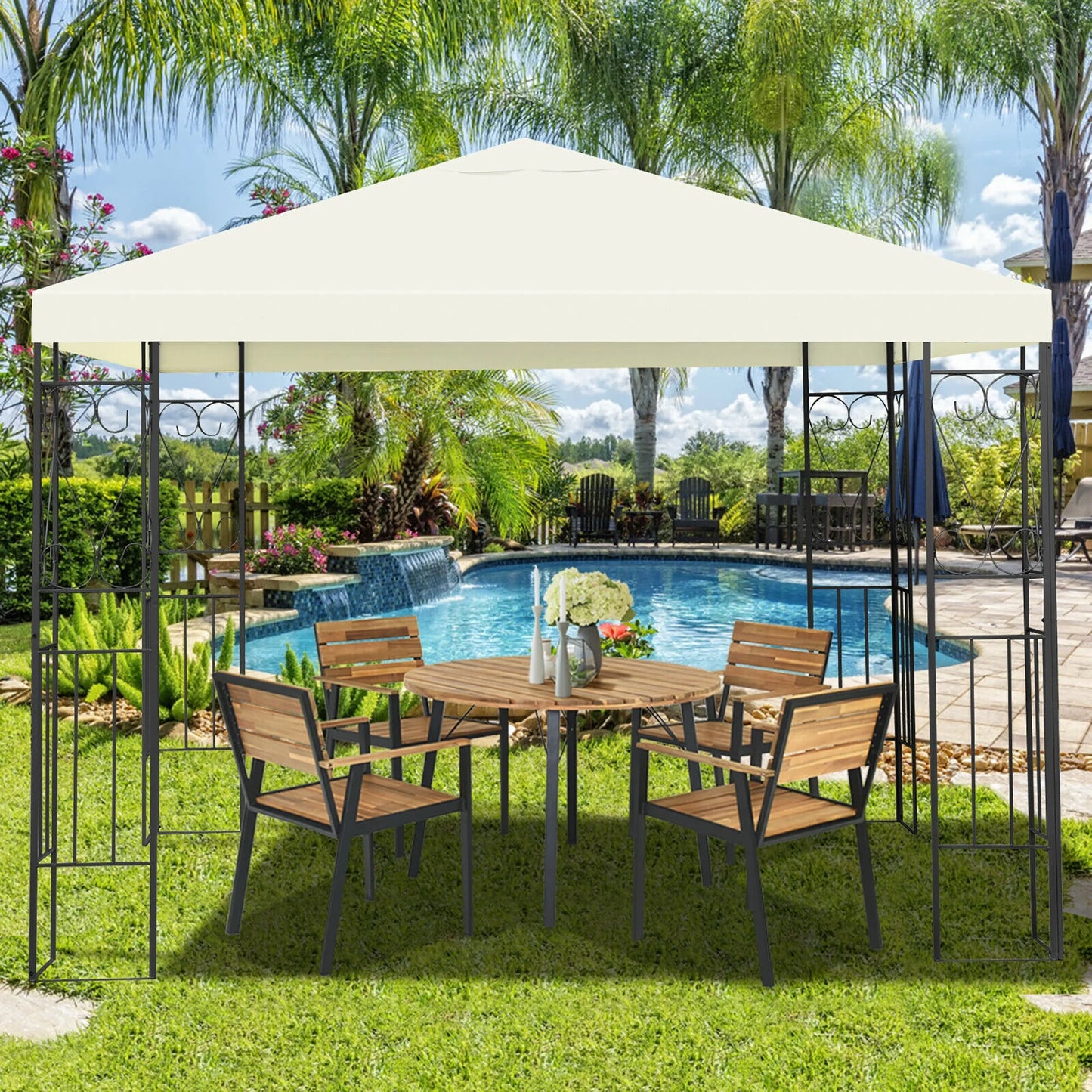 10'X10' Patio Gazebo Canopy Tent Steel Frame Shelter Patio Party Awning