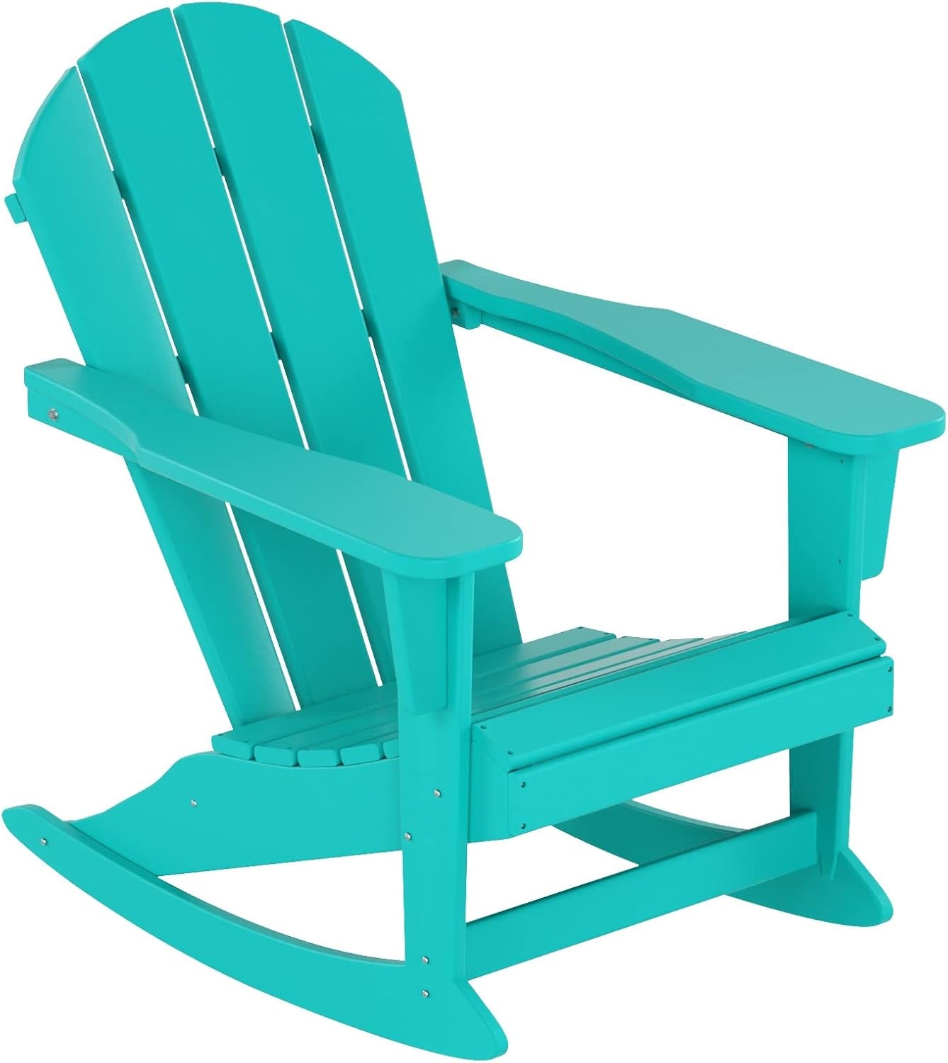 WO Home Furniture Patio Rocking Chair Set of 3 PCS Classic Outdoor Adirondack Rocker Chairs & Table (Turquoise)