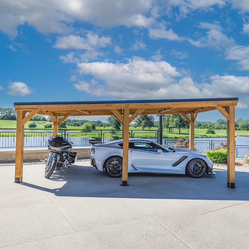 12-Ft X 20-Ft Brown Rectangle Gazebo with Hardtop Steel Roof