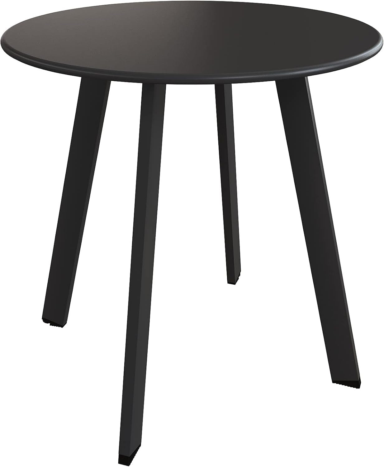 Outdoor Side Table, Small round End Table with Square Feet, E-Coated Steel Side Accent Table, Great for Patio Balcony