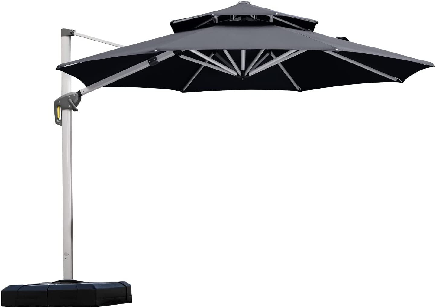 10 Feet Patio Umbrella - Large round Cantilever Umbrella, Windproof, Heavy Duty for Garden, Deck, Pool & Patio, Grey
