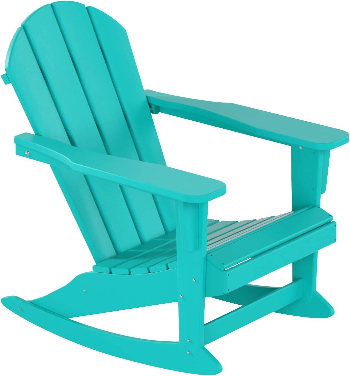 WO Home Furniture Patio Rocking Chair Set of 3 PCS Classic Outdoor Adirondack Rocker Chairs & Table (Turquoise)
