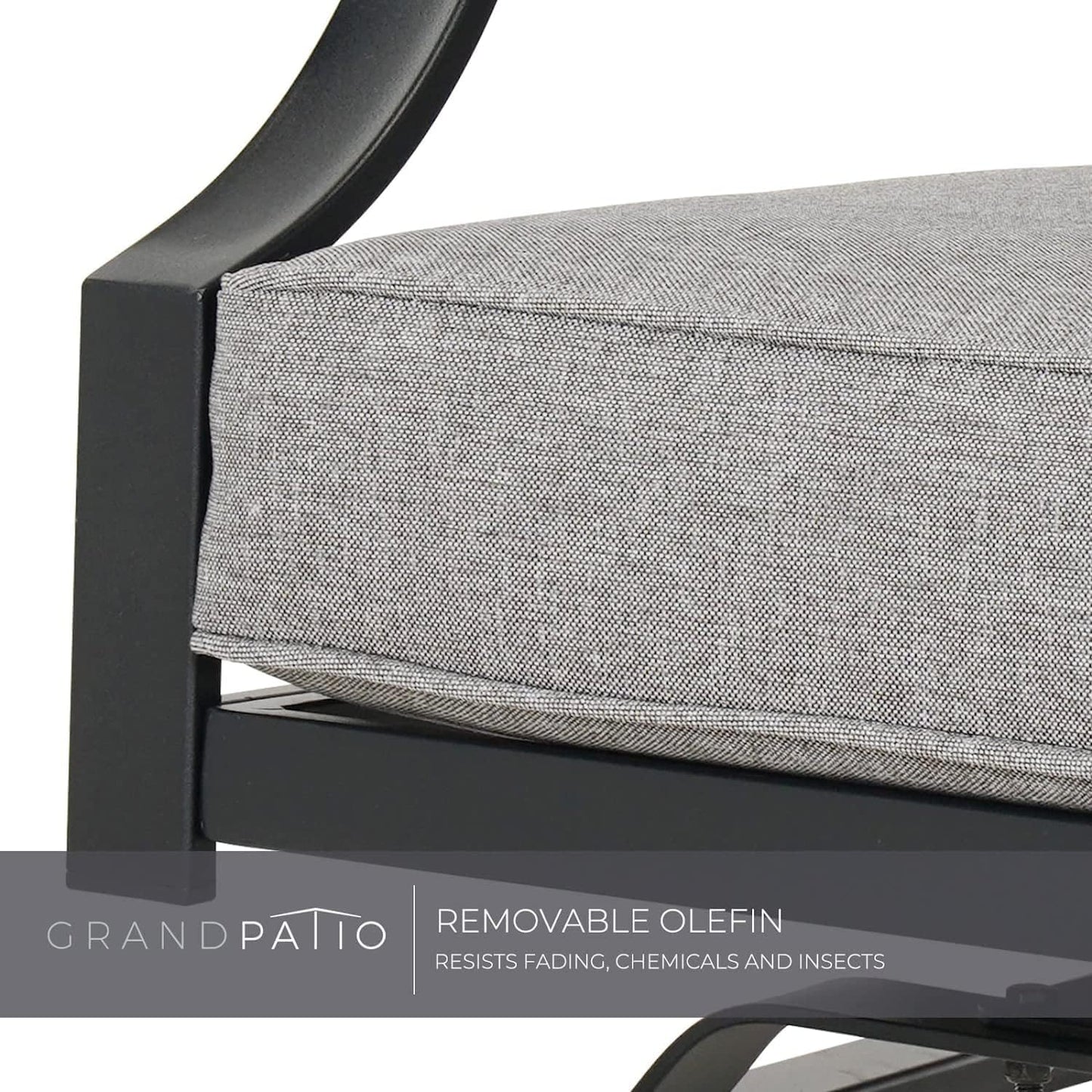 2-Piece Patio Furniture Sets Patio Chair Motion Chairs Set Chat Set with Grey Cushions, Shake of 5-10°, Matched with Different Types of Tables