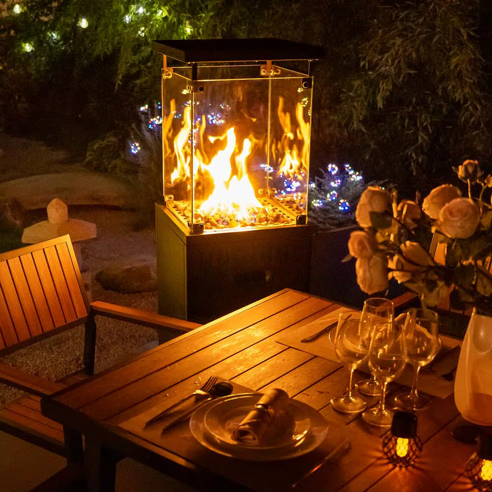 50000-BTU Black Steel Floorstanding Propane Patio Heater with Wheels