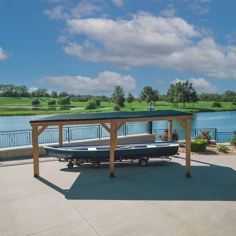 12-Ft X 20-Ft Brown Rectangle Gazebo with Hardtop Steel Roof