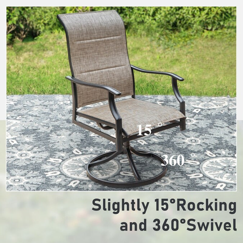 LISMORE 7 -Piece Black Patio Dining Set Steel Rectangle Table with 6 Gray Swivel Chairs