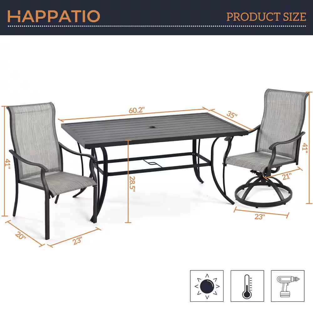 Gray 7-Piece Patio Metal Outdoor Dining Set
