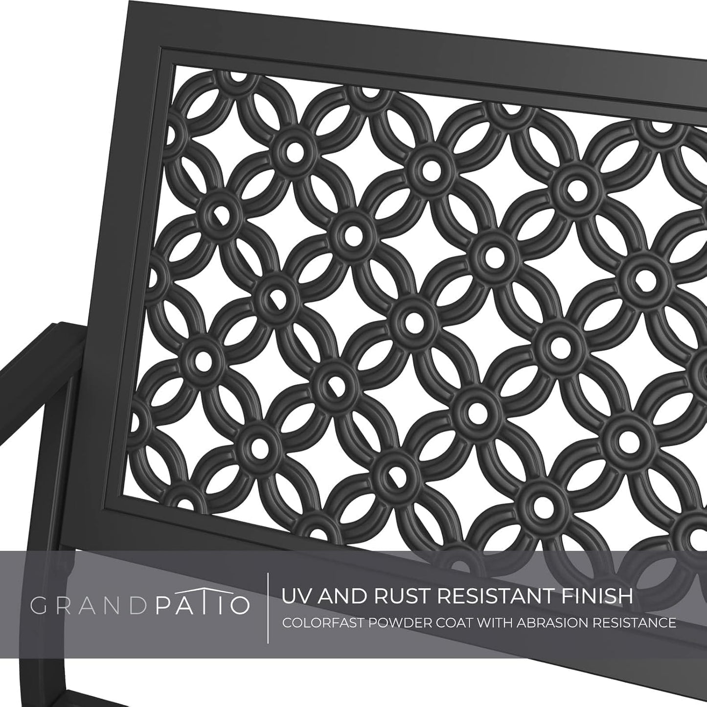 Outdoor Bench, Garden Benches with Anti-Rust Metal Powder Coated Frame, Patio Bench for Front Porch Park outside Furniture Decor, Black