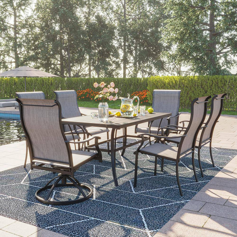 Gray 7-Piece Patio Metal Outdoor Dining Set