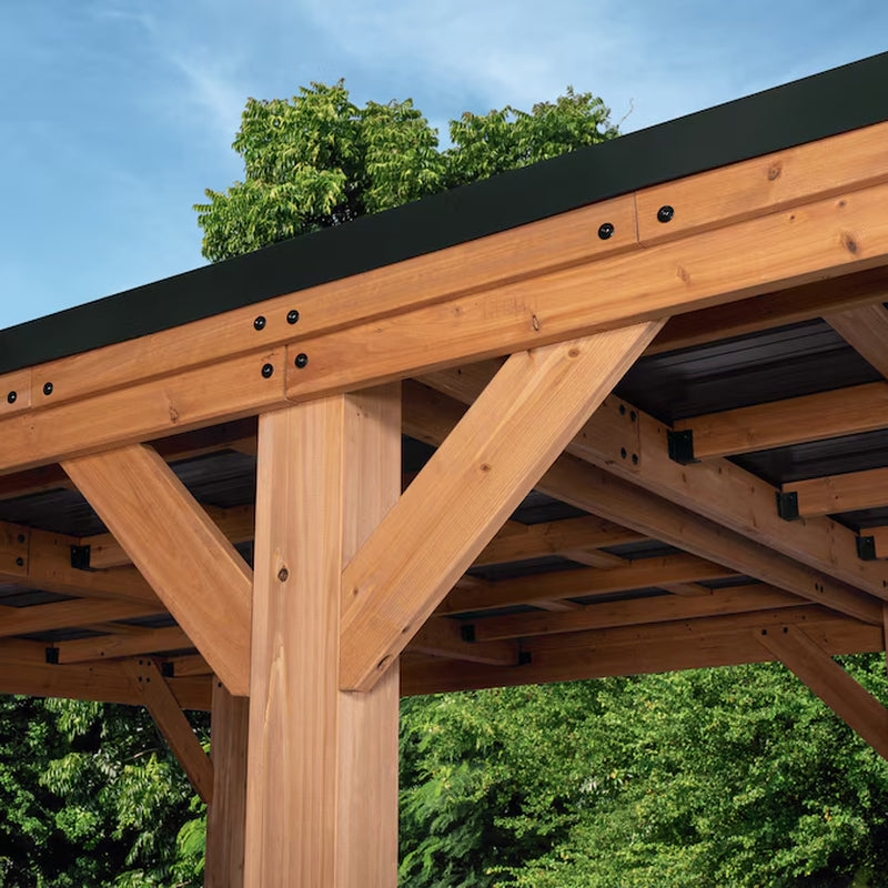 12-Ft X 20-Ft Brown Rectangle Gazebo with Hardtop Steel Roof
