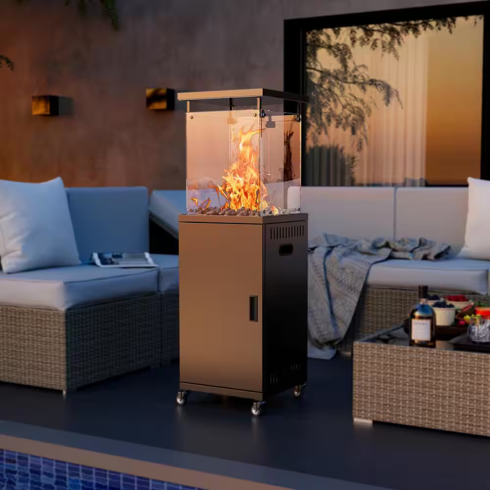 50000-BTU Black Steel Floorstanding Propane Patio Heater with Wheels