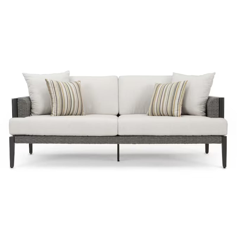 Vistano 7 -Piece Wicker Patio Sofa Conversation Set with Gray Sunbrella#174 Cushions