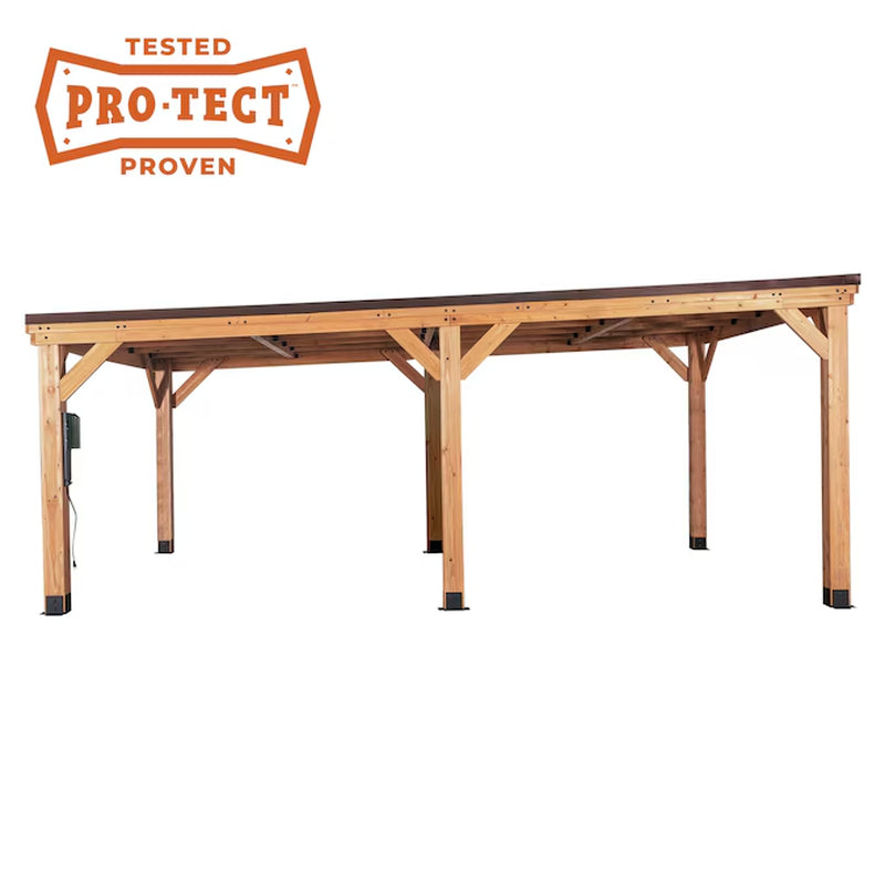 12-Ft X 20-Ft Brown Rectangle Gazebo with Hardtop Steel Roof