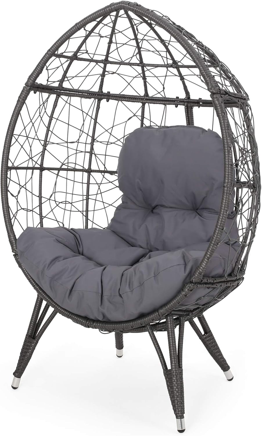 Valerie Outdoor Wicker Swing Chair with Cushion, Gray and Dark Gray