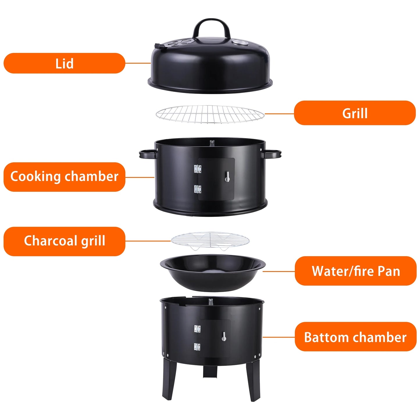 Portable Charcoal Grill, Small Folding Outdoor Grill, Mini Black Barbecue Grill