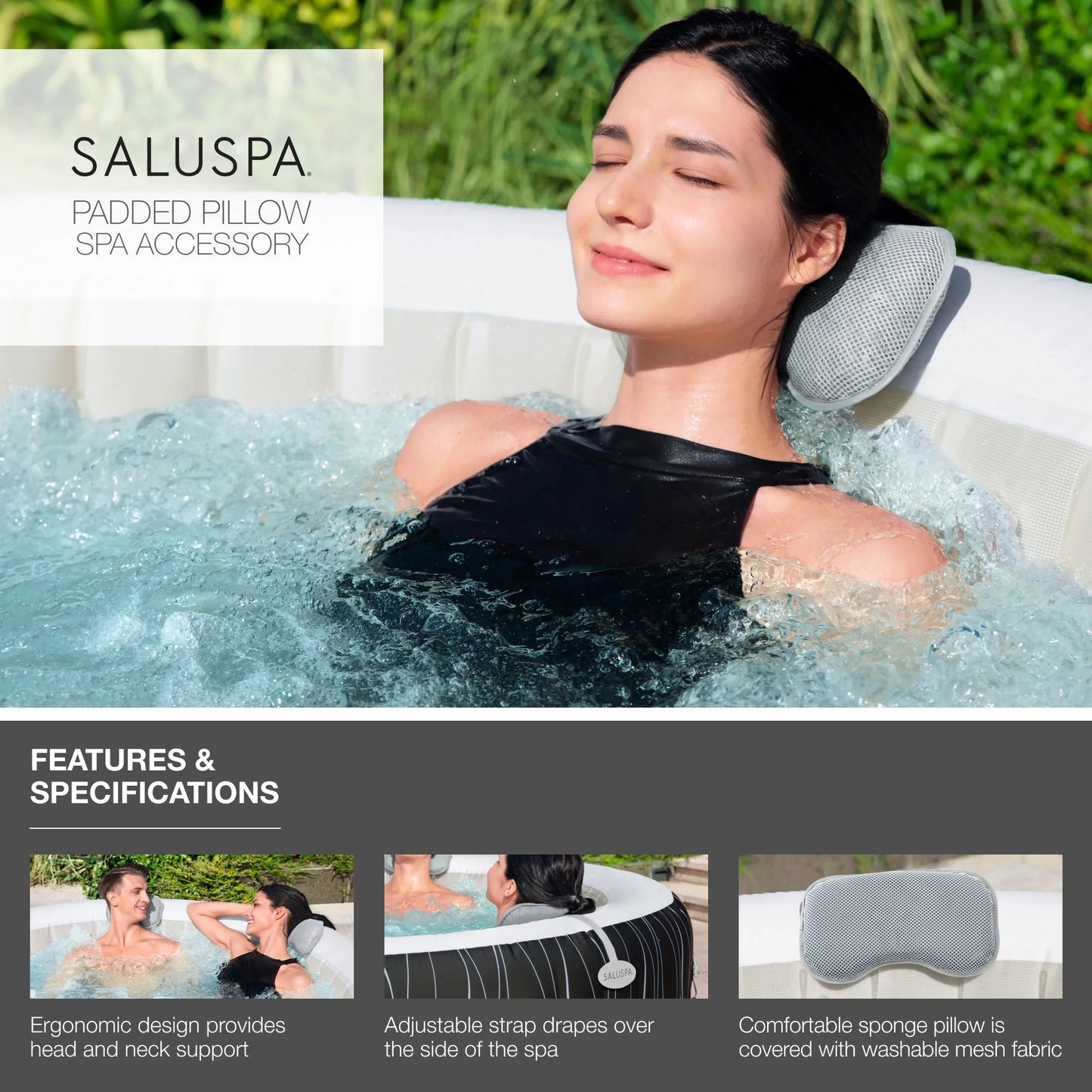 Bestway Airjet Inflatable Square Hot Tub with 2 Spa Seats & Pillow