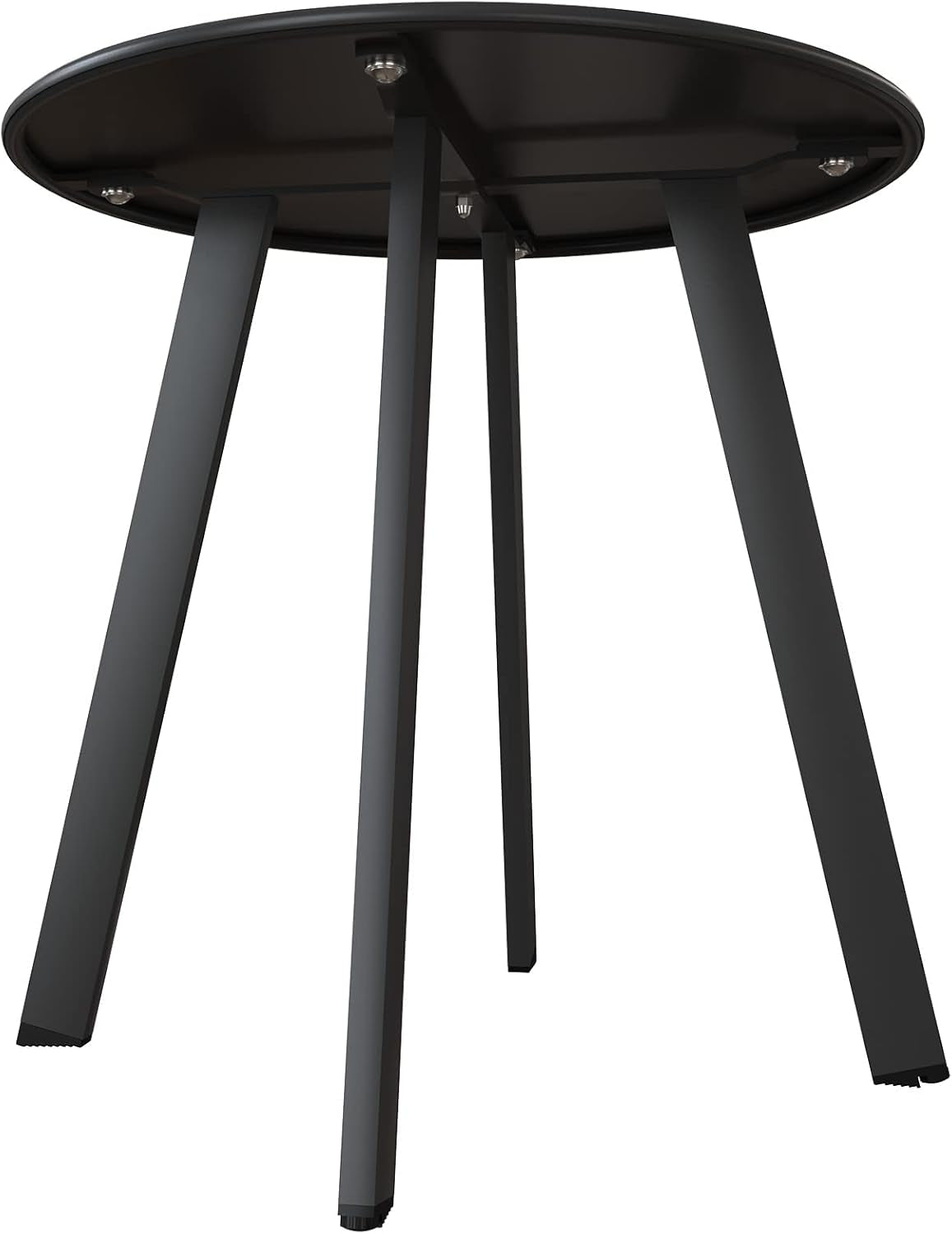 Outdoor Side Table, Small round End Table with Square Feet, E-Coated Steel Side Accent Table, Great for Patio Balcony