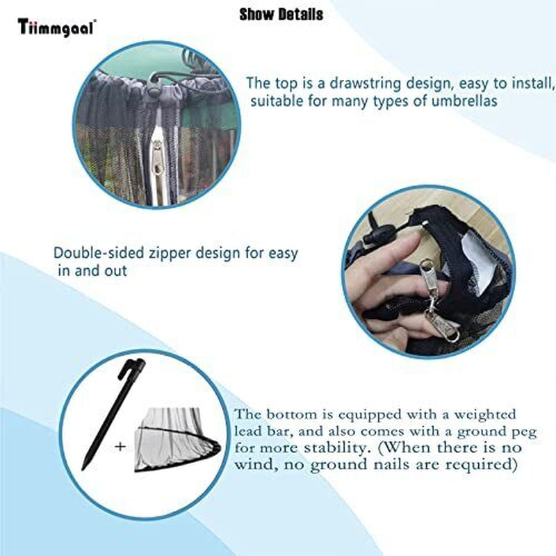 15FT Mosquito Netting for Patio Umbrella Double Sided Patio Umbrella 15Ft Black