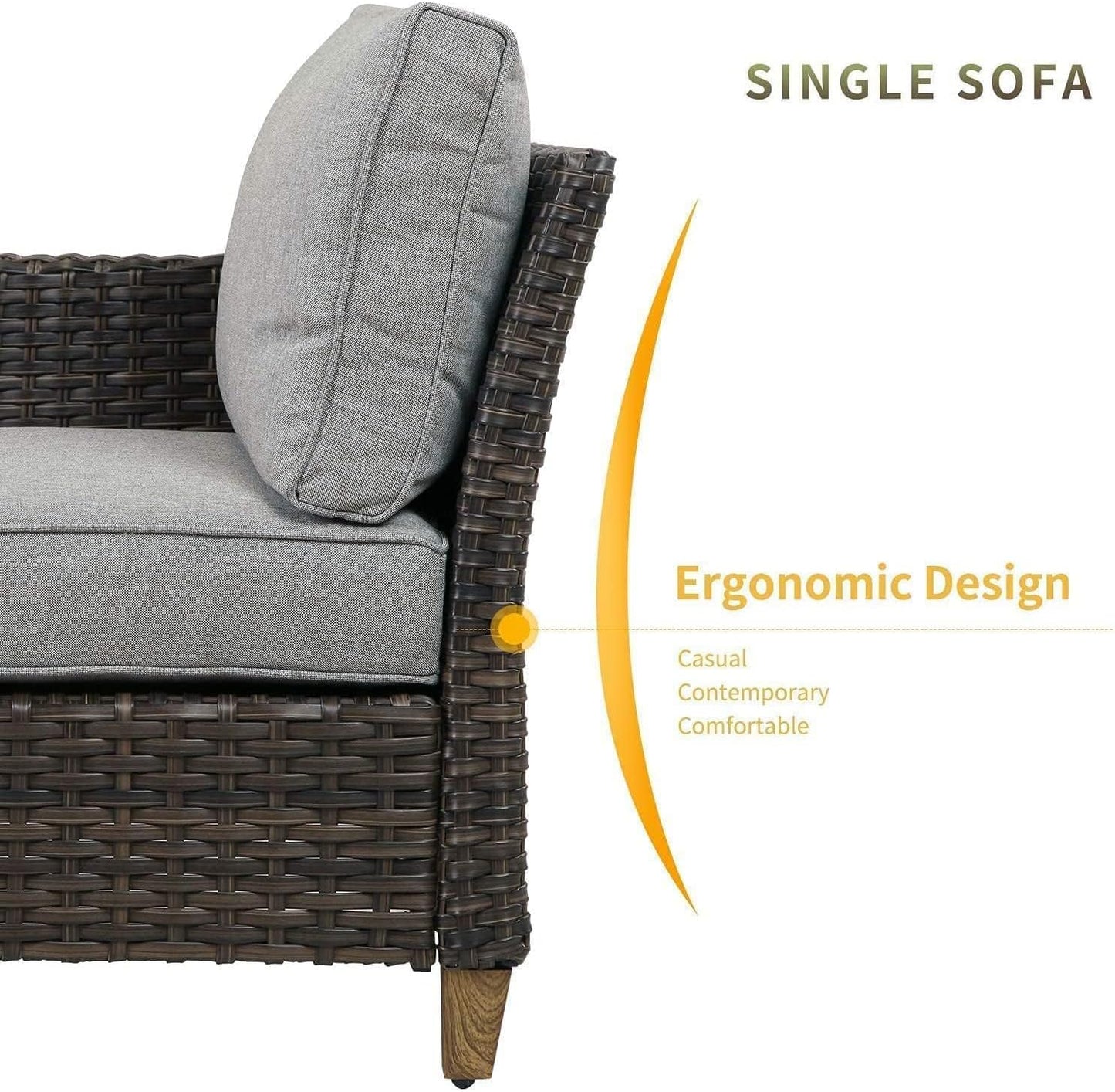 Sofa Sets Outdoor Furniture Sets 6 Pieces Conversation Set, PE Wicker Patio Furniture Sectional Sofa with Thick Olefin Cushions for Yard Garden Porch &Brown