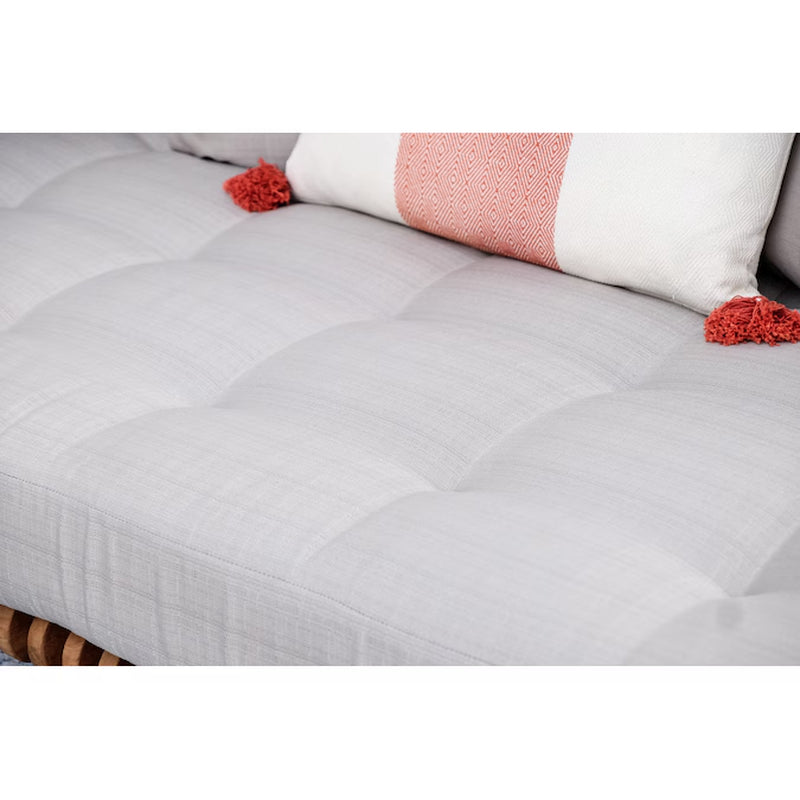 Mosko Outdoor Daybed with Beige Cushions and Teak Frame