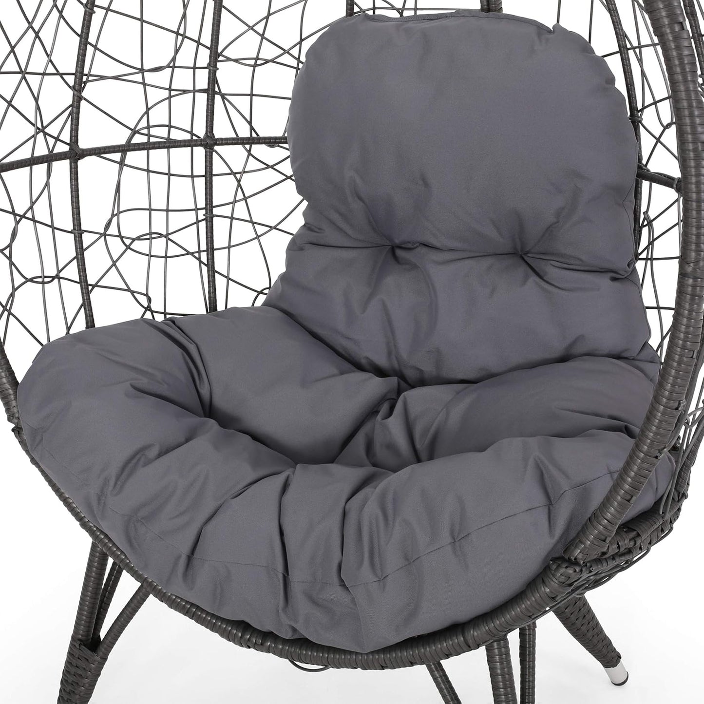 Valerie Outdoor Wicker Swing Chair with Cushion, Gray and Dark Gray