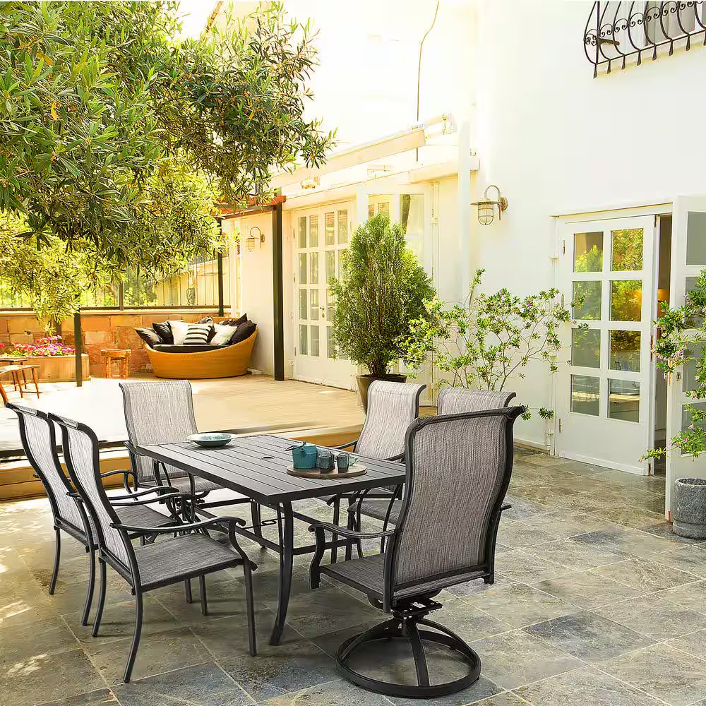 Gray 7-Piece Patio Metal Outdoor Dining Set