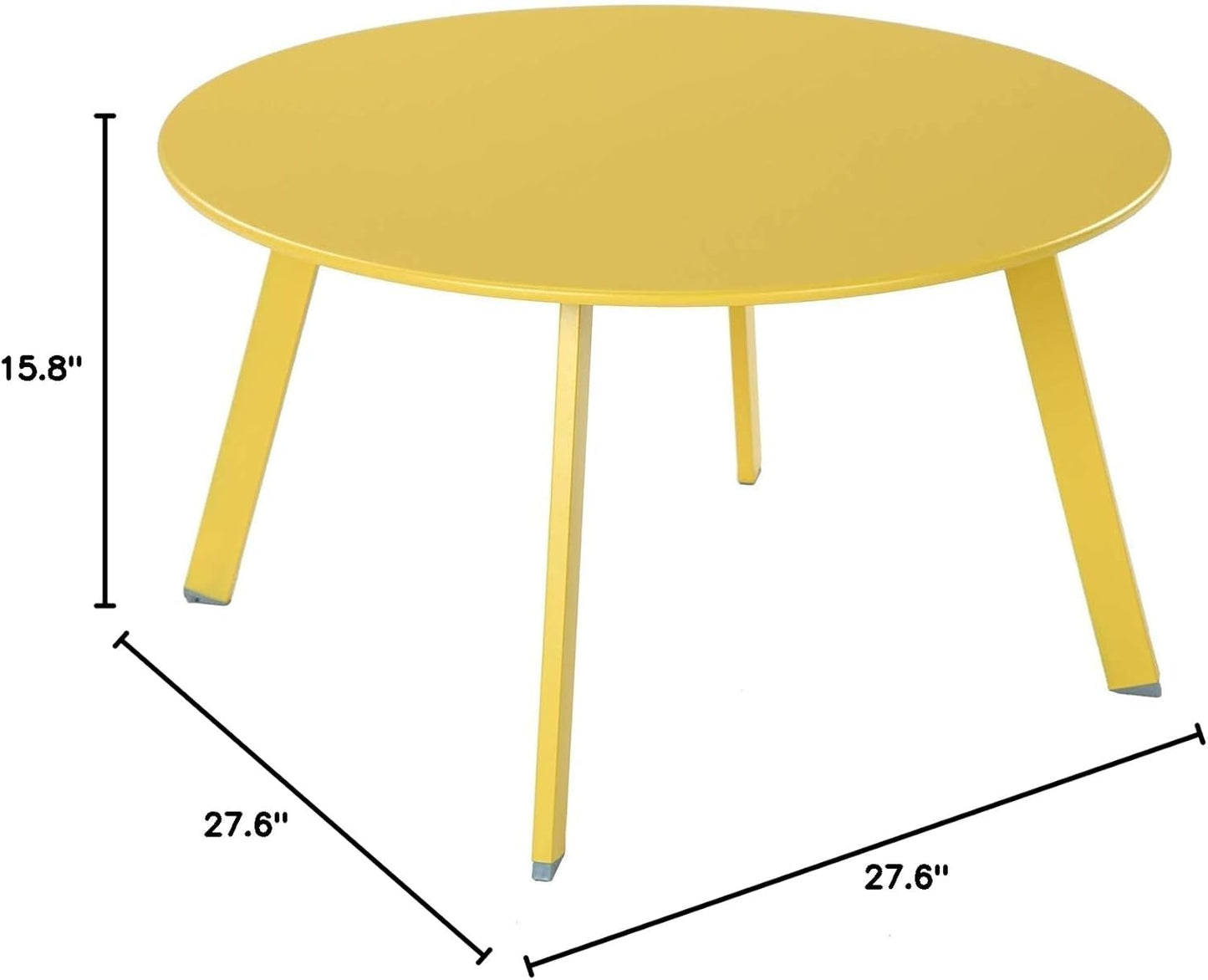 28-Inch round Side Table, Modern Steel Outdoor End Side Table for Patio Apartment Bedroom Living Room Balcony, Yellow