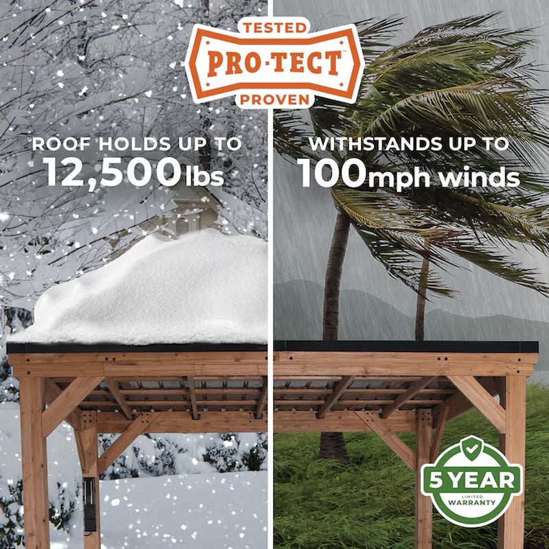12-Ft X 20-Ft Brown Rectangle Gazebo with Hardtop Steel Roof
