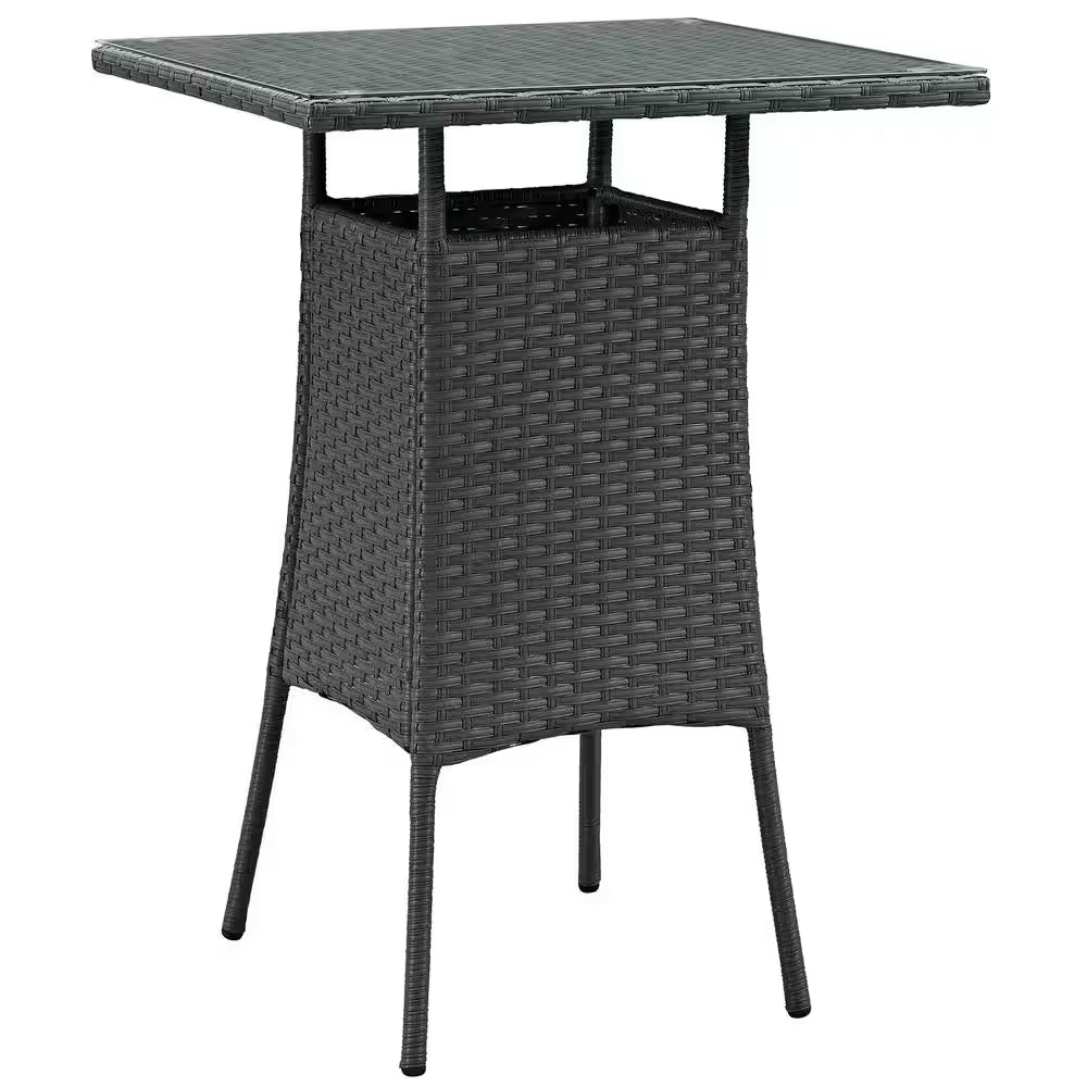 Sojourn Small Patio Patio Wicker Bar Height Outdoor Dining Table in Chocolate
