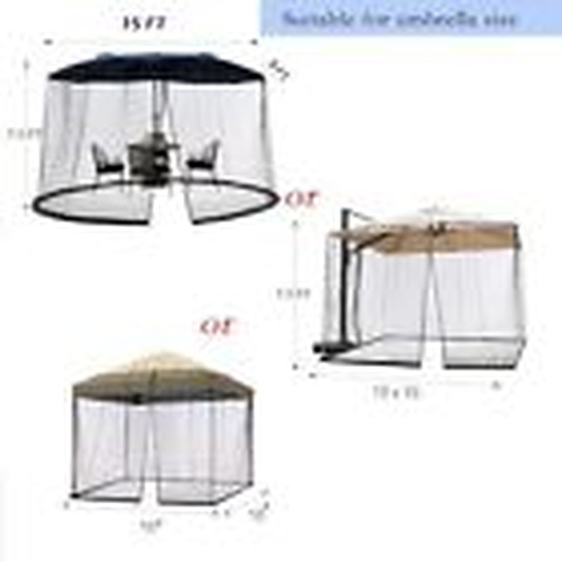 15FT Mosquito Netting for Patio Umbrella Double Sided Patio Umbrella 15Ft Black