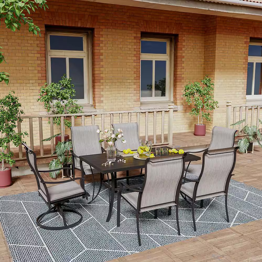 Gray 7-Piece Patio Metal Outdoor Dining Set