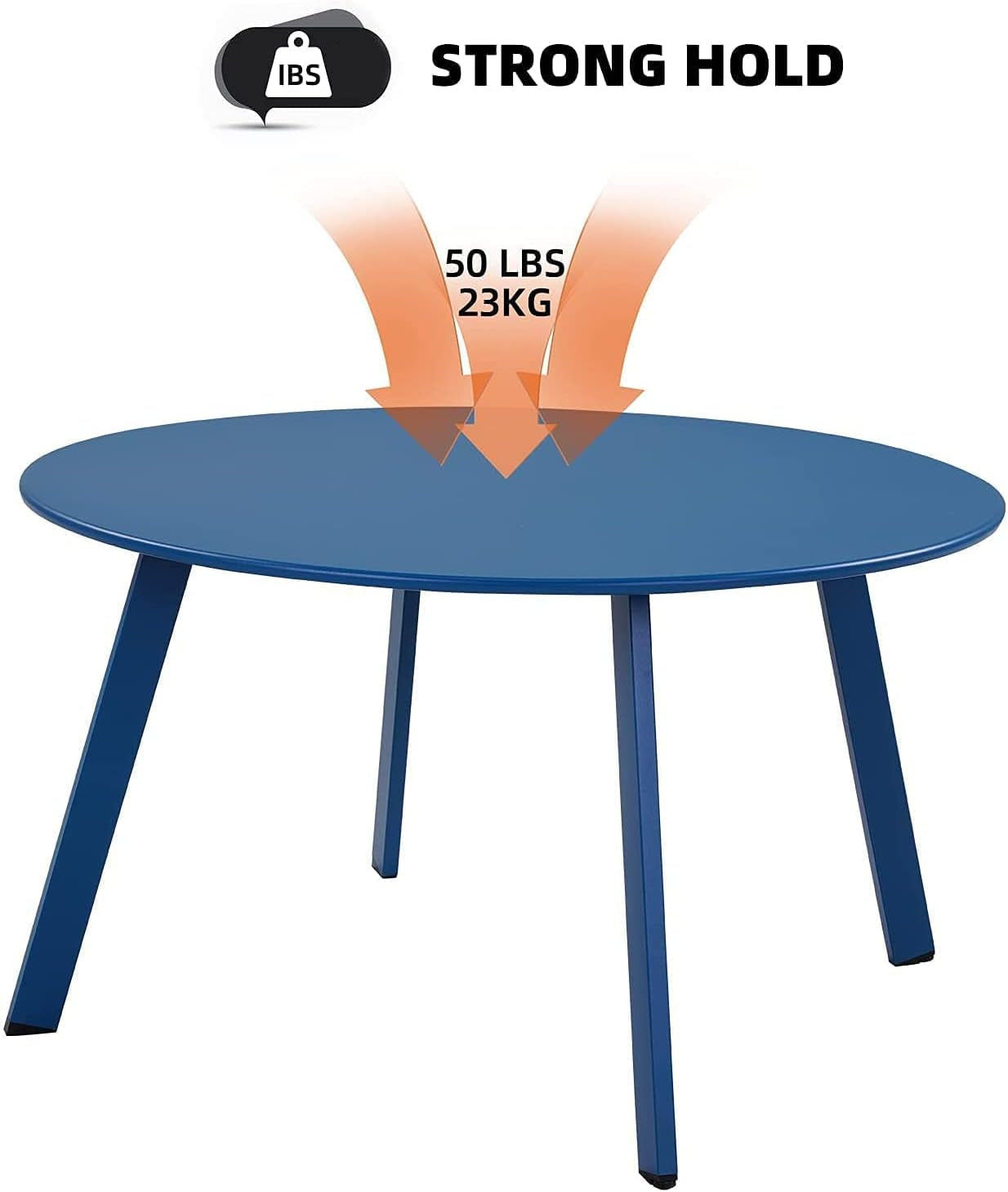 28-Inch round Side Table, Modern Steel Outdoor End Side Table for Patio Apartment Bedroom Living Room Balcony, Peacock Blue