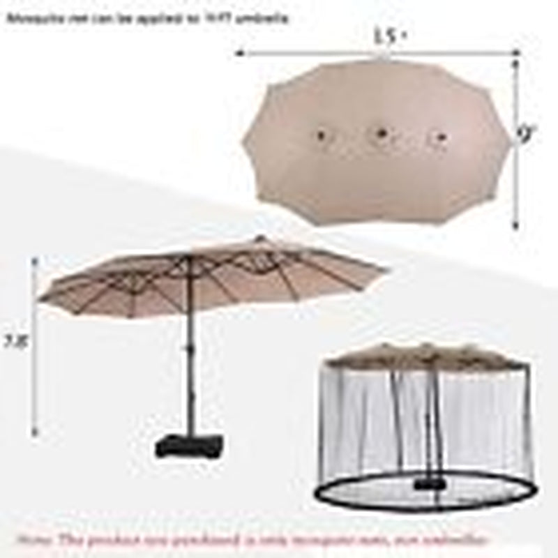 15FT Mosquito Netting for Patio Umbrella Double Sided Patio Umbrella 15Ft Black