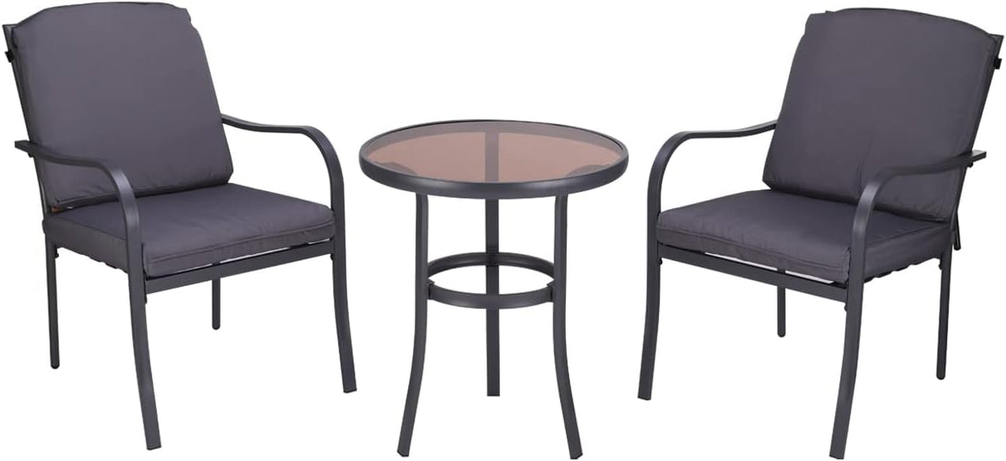 3 Pieces Outdoor Furniture,Patio Table and Chairs, Dinning Table and Chais, Patio Conversation Set, Porch Patio Set, Furniture Patio All-Weather Outdoor Patio Furniture (Stone Grey)