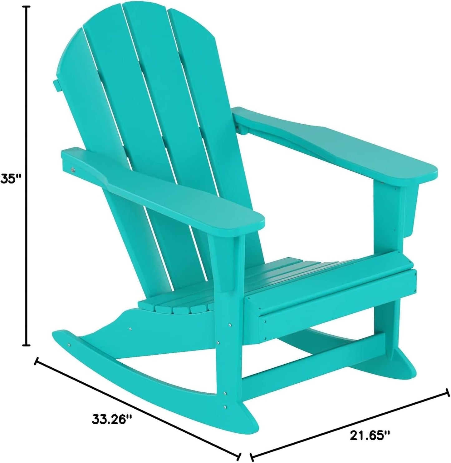 WO Home Furniture Patio Rocking Chair Set of 3 PCS Classic Outdoor Adirondack Rocker Chairs & Table (Turquoise)