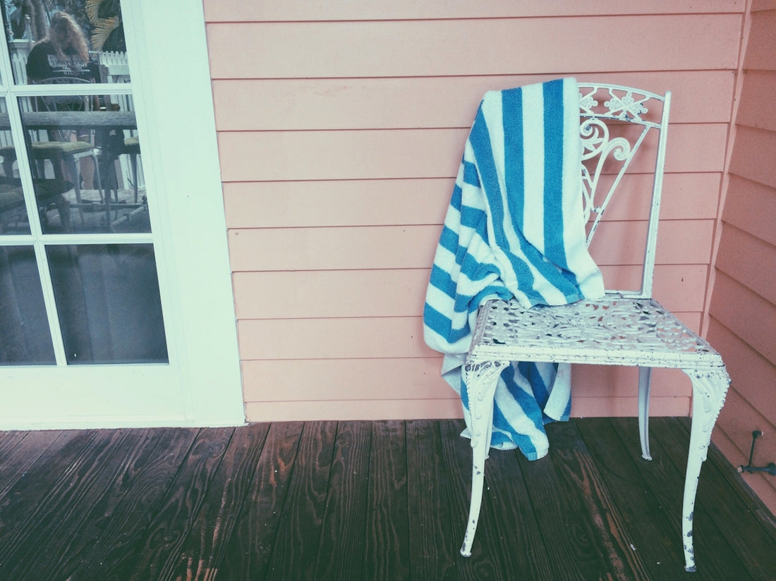 a chair with a flag on it