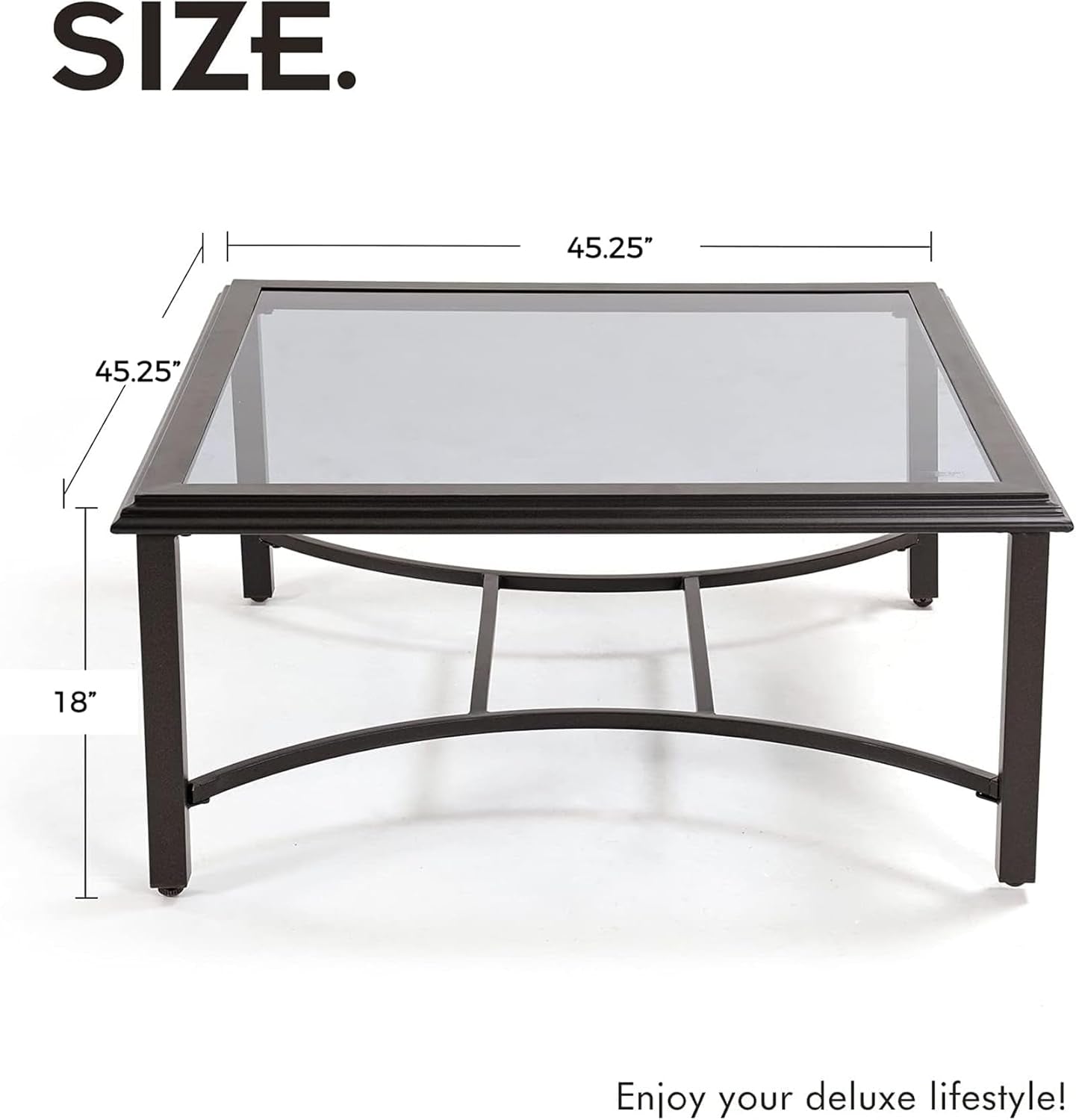 Outdoor Glass Coffee Table,Outdoor Furniture Coffee,Patio Garden Furniture Multi-Functional Tea Table with Tempered Glass Top, for Conversation-Square (Outdoor Glass Coffee Table)